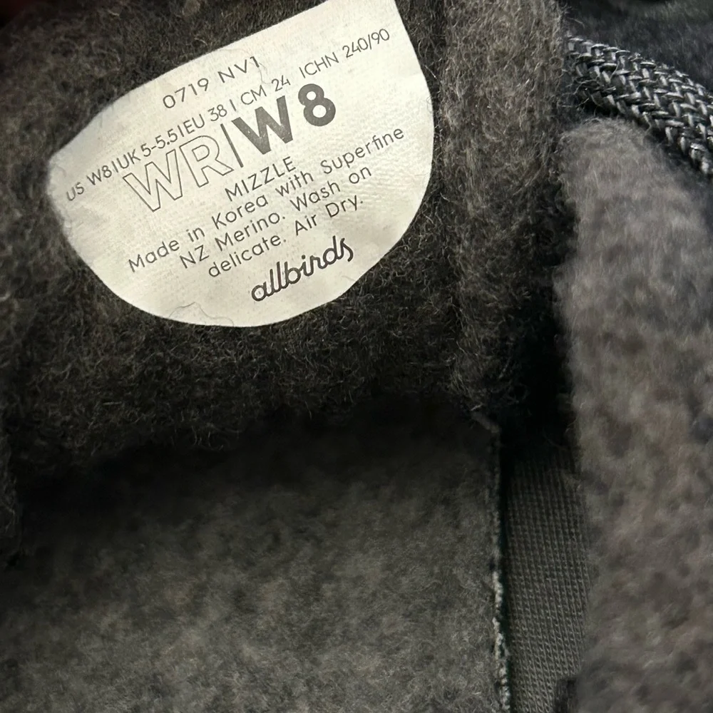 Allbirds Mizzle Runners US Women's Size 8 Gray Merino Wool‎ upper Rubber sole